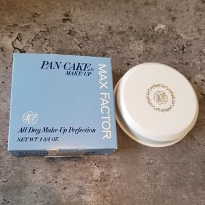 Vintage Max Factor Pan-Cake Makeup Foundation 1 3/4oz TAN #1 - NOS w/box USA
